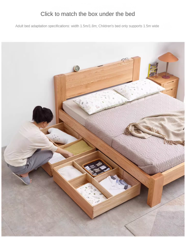 Oak Solid Wood Bed