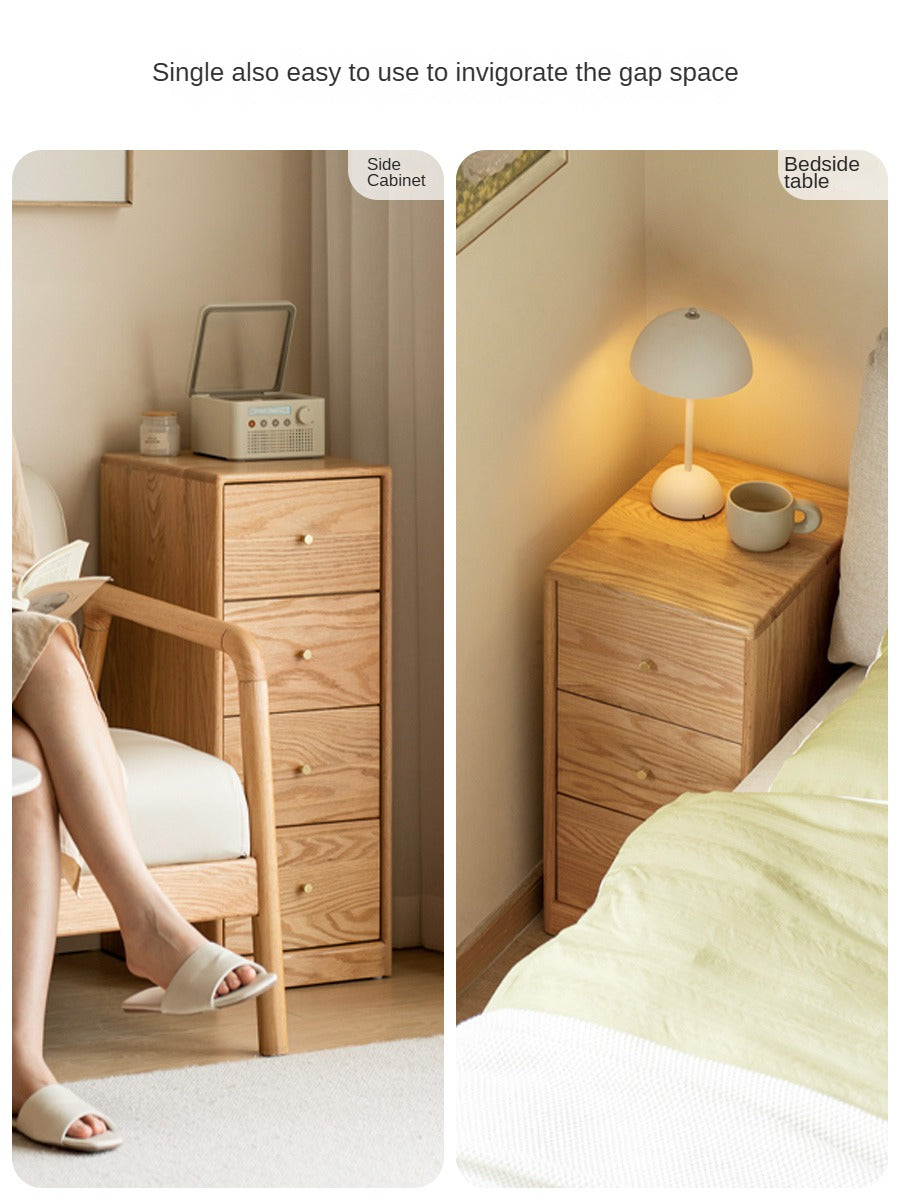 Oak, Beech Solid Wood Chest of Drawers, Multi-Functional Storage Cabinet Combination