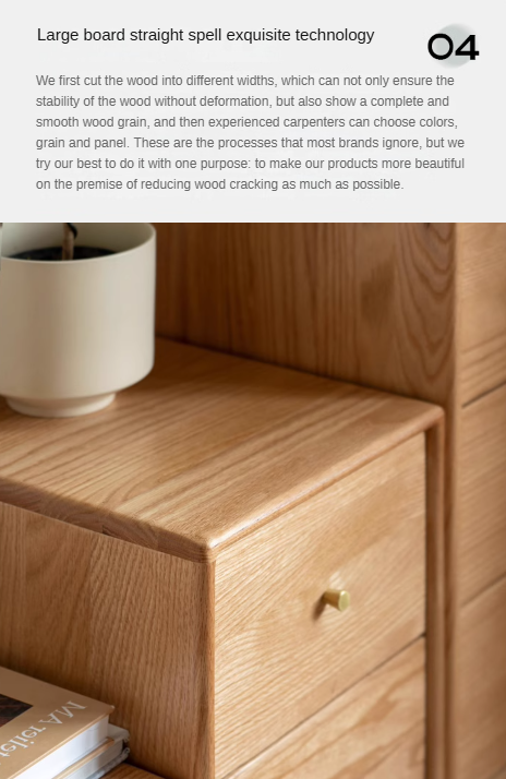 Oak, Beech Solid Wood Chest of Drawers, Multi-Functional Storage Cabinet Combination