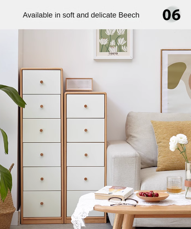Oak, Beech Solid Wood Chest of Drawers, Multi-Functional Storage Cabinet Combination