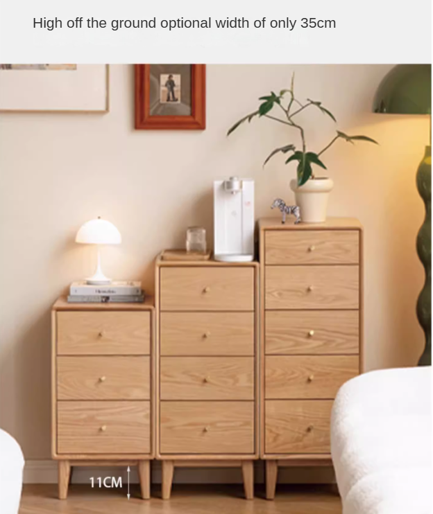 Oak, Beech Solid Wood Chest of Drawers, Multi-Functional Storage Cabinet Combination