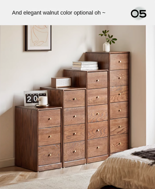 Oak, Beech Solid Wood Chest of Drawers, Multi-Functional Storage Cabinet Combination