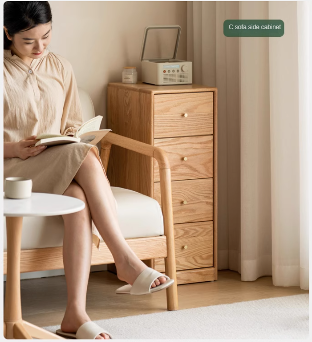 Oak, Beech Solid Wood Chest of Drawers, Multi-Functional Storage Cabinet Combination
