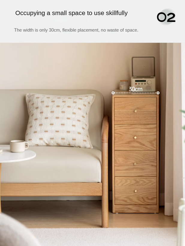 Oak, Beech Solid Wood Chest of Drawers, Multi-Functional Storage Cabinet Combination