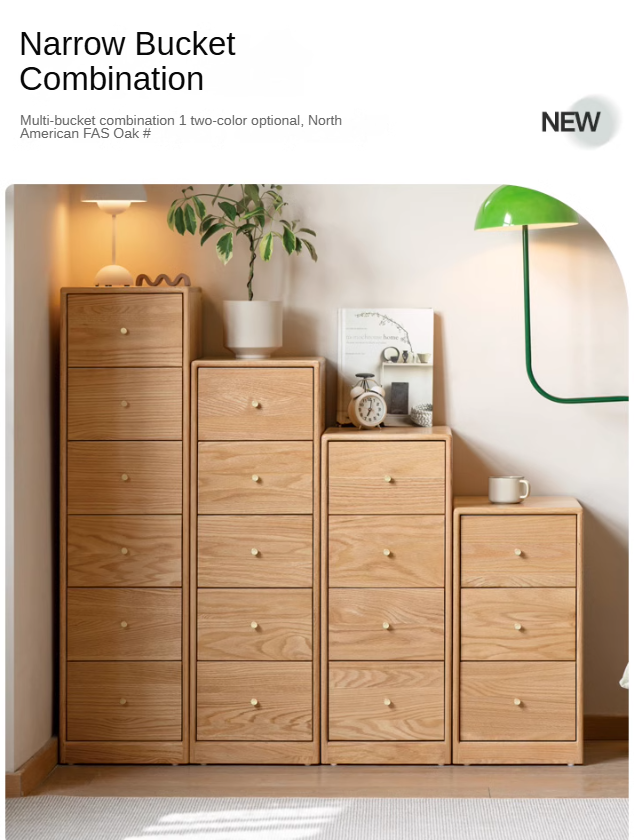 Oak, Beech Solid Wood Chest of Drawers, Multi-Functional Storage Cabinet Combination