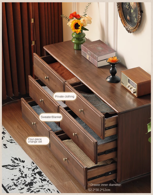 Black Walnut Solid Wood Retro Cabinet.