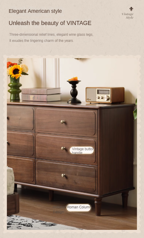 Black Walnut Solid Wood Retro Cabinet.