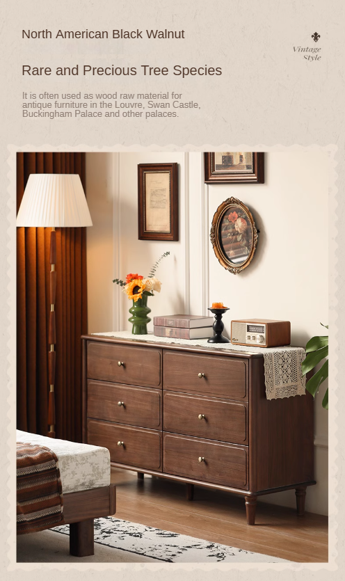 Black Walnut Solid Wood Retro Cabinet.