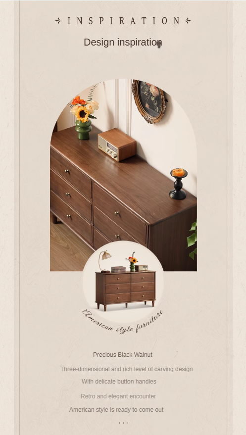Black Walnut Solid Wood Retro Cabinet.