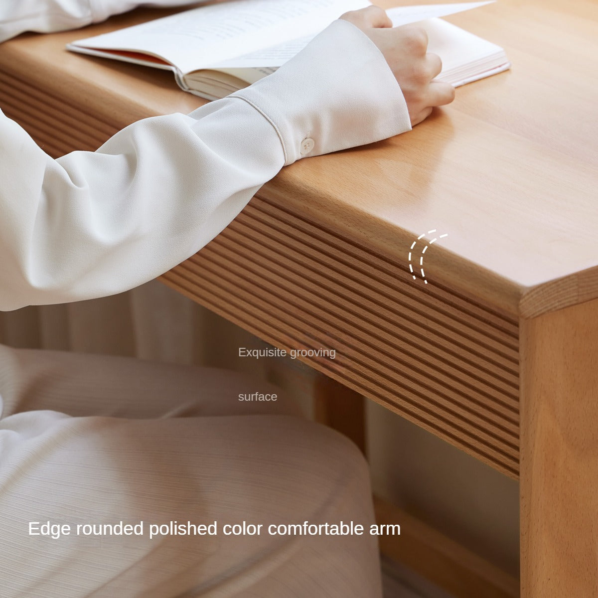 Beech Solid Wood Desk Nordic Nightstand.