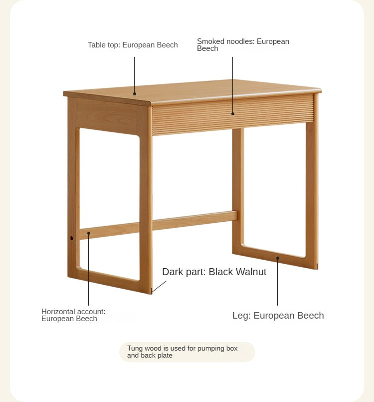 Beech Solid Wood Desk Nordic Nightstand.