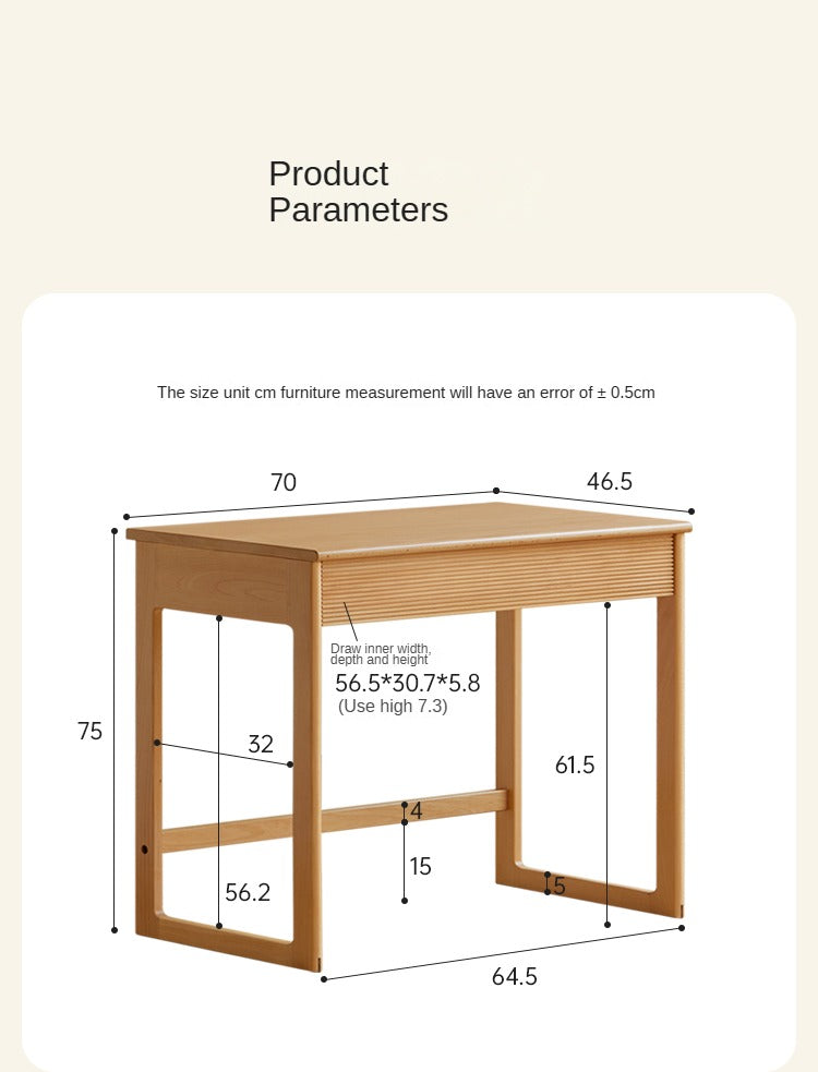 Beech Solid Wood Desk Nordic Nightstand.