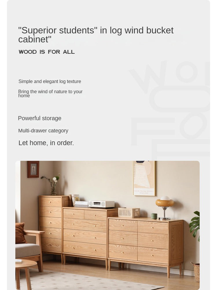 Oak Solid Wood, Solid RubberWood Nordic Chest of Drawers