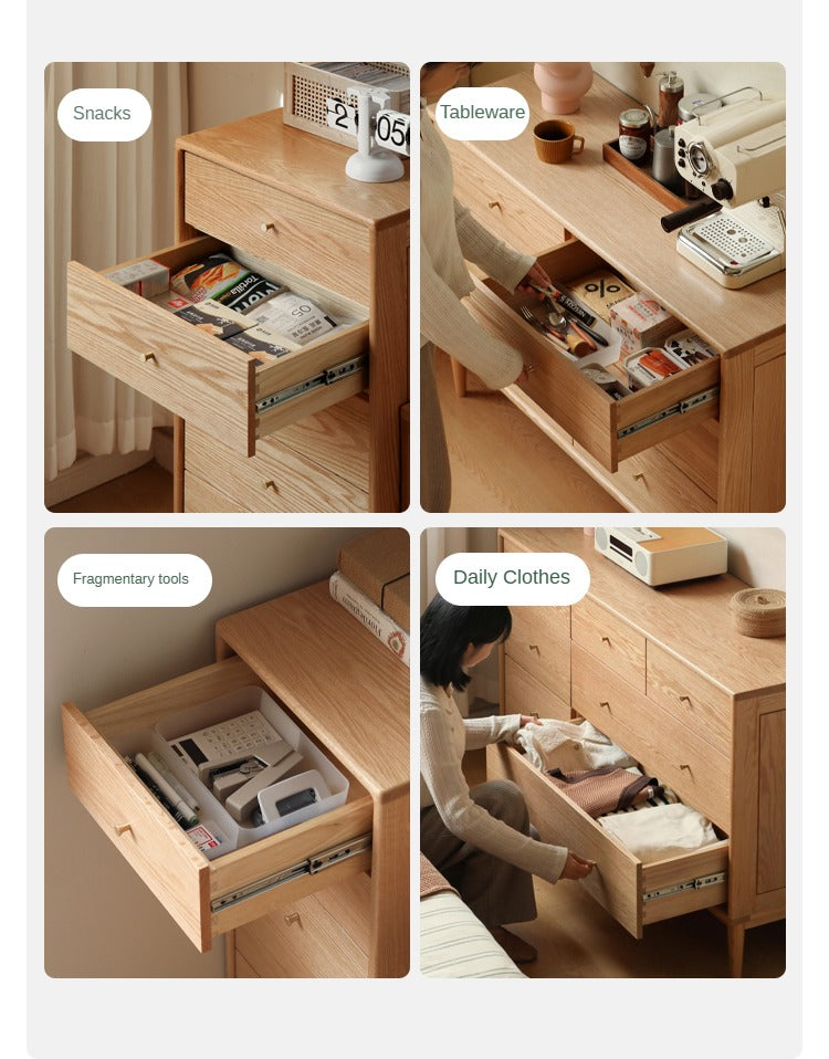 Oak Solid Wood, Solid RubberWood Nordic Chest of Drawers
