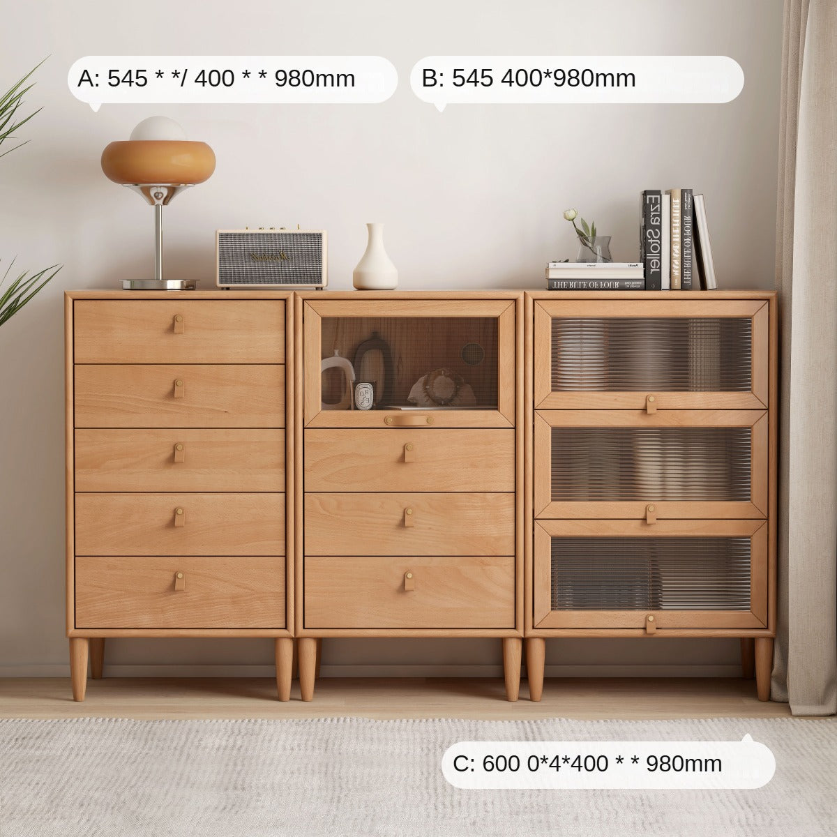 European Beech Chest of Drawers Combination