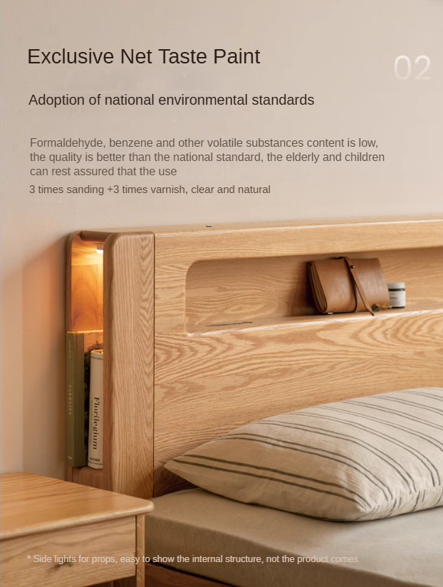 Oak Solid Wood Luminous Box Bed