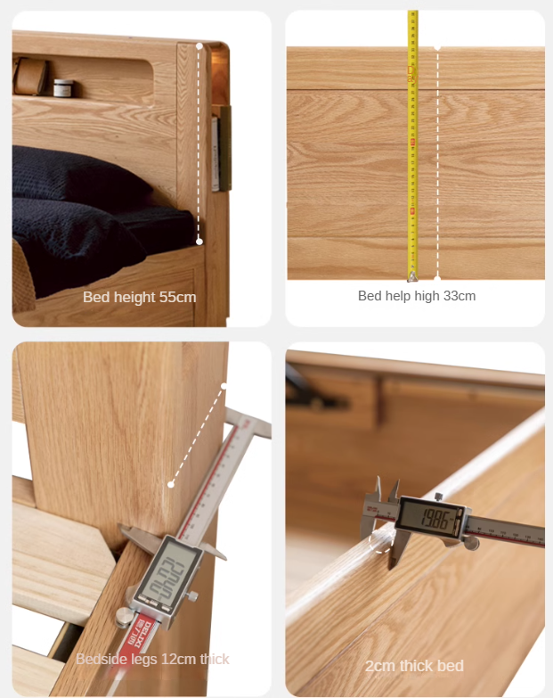 Oak Solid Wood Luminous Box Bed
