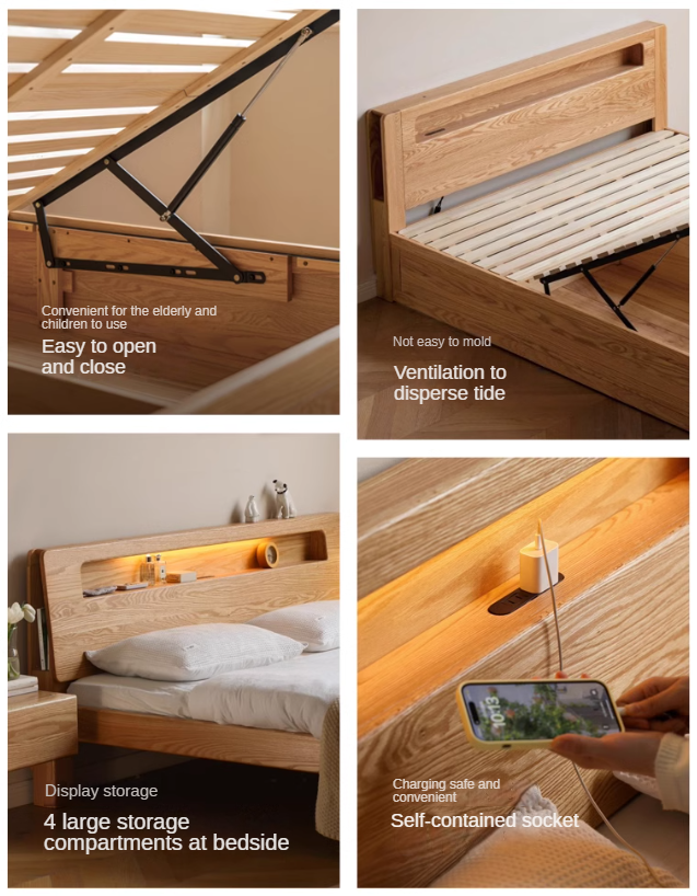 Oak Solid Wood Luminous Box Bed