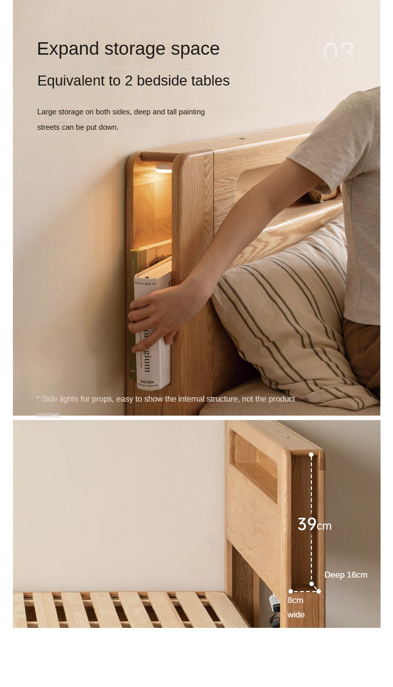 Oak Solid Wood Luminous Box Bed
