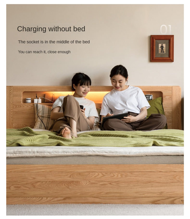 Oak Solid Wood Luminous Box Bed