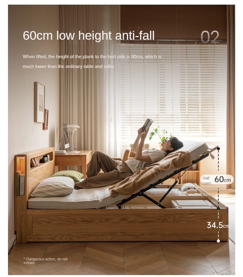Oak Solid Wood Luminous Box Bed