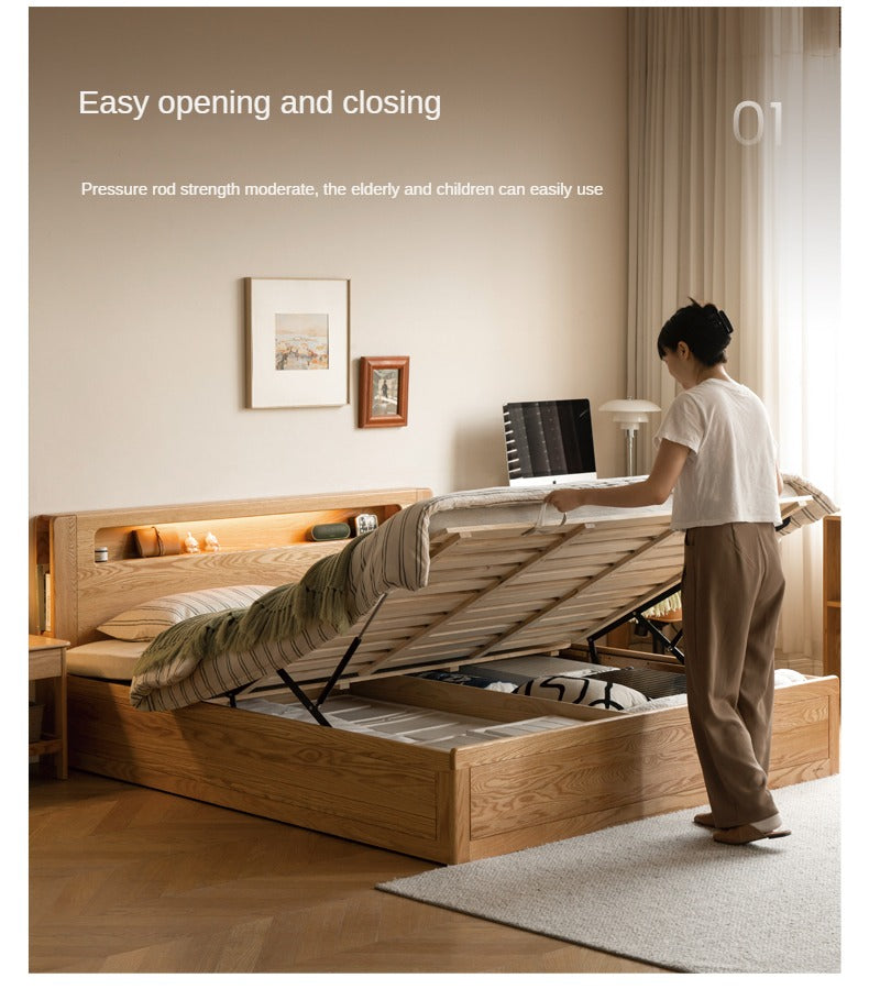 Oak Solid Wood Luminous Box Bed