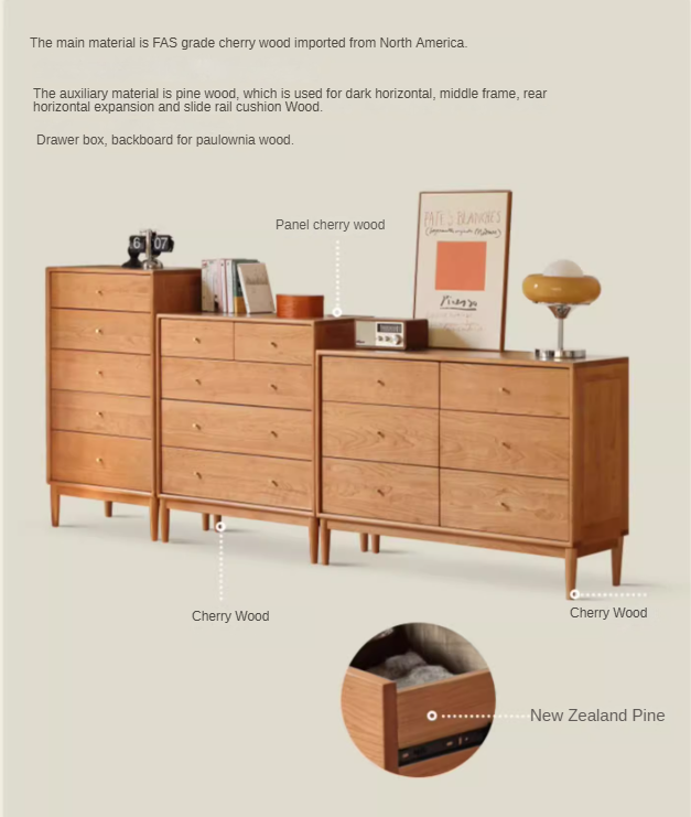 Cherry Solid Wood Chest of Drawers