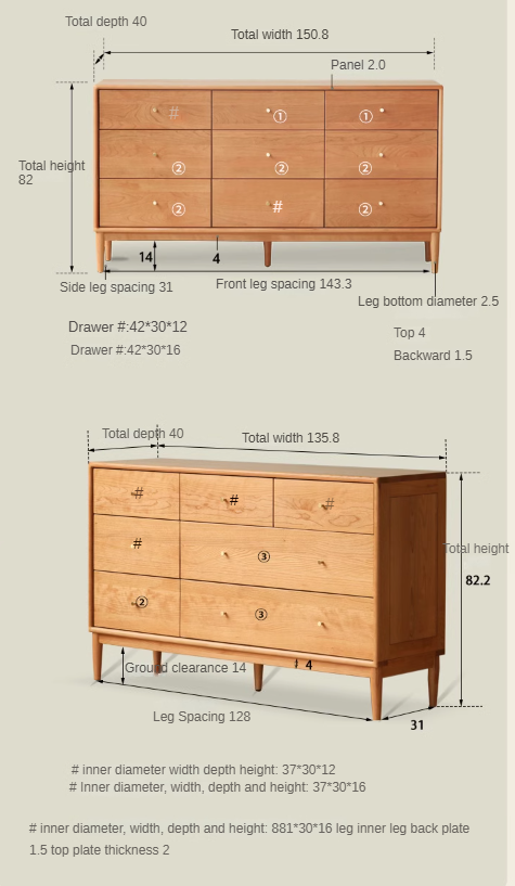 Cherry Solid Wood Chest of Drawers
