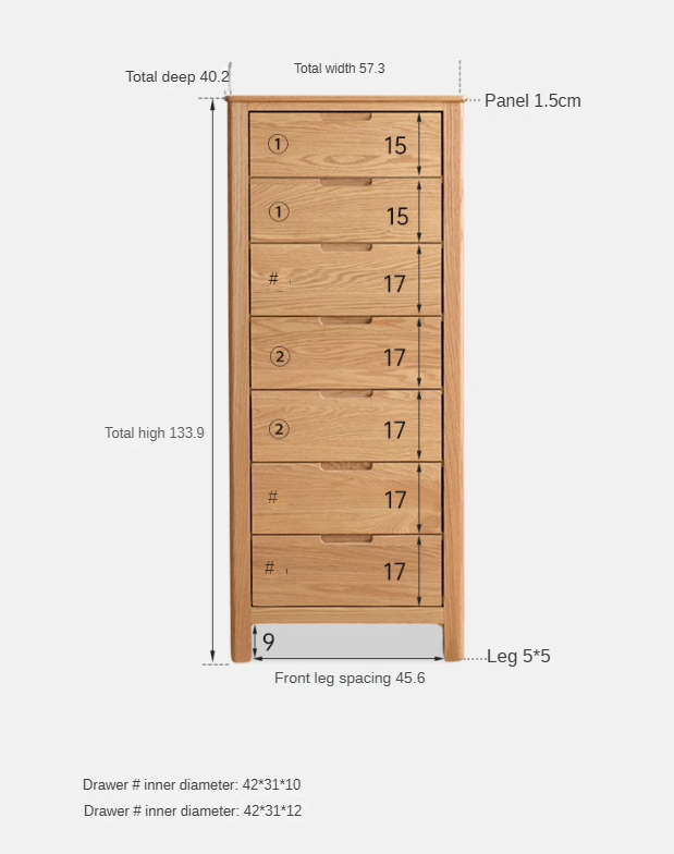 Oak Solid Wood, Solid Rubberwood Nordic Chest of Drawers