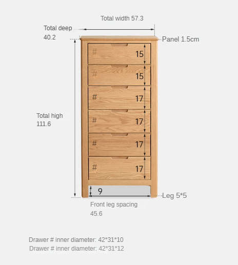 Oak Solid Wood, Solid Rubberwood Nordic Chest of Drawers