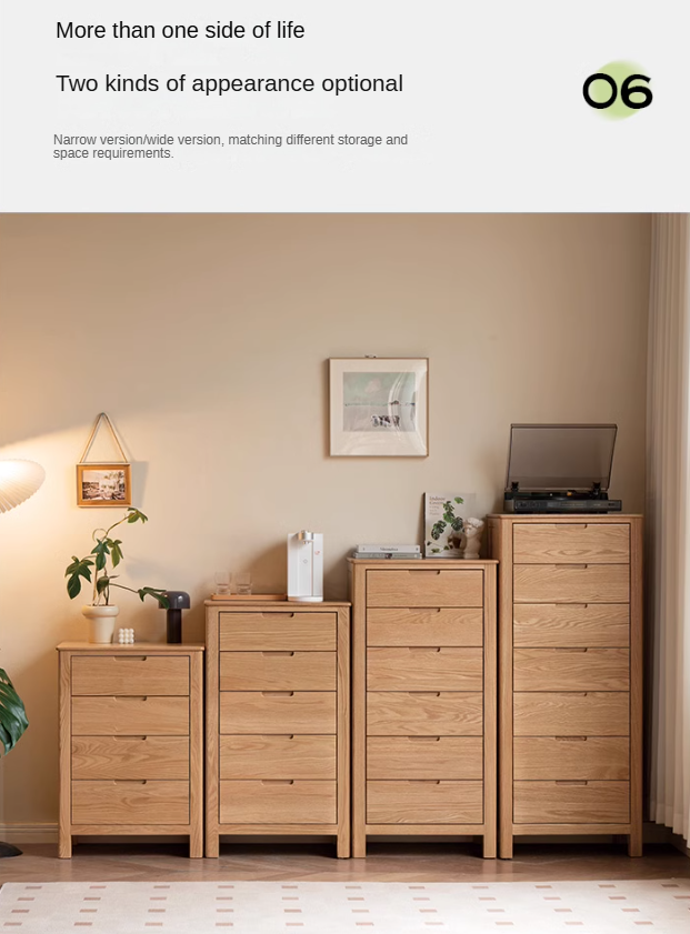 Oak Solid Wood, Solid Rubberwood Nordic Chest of Drawers