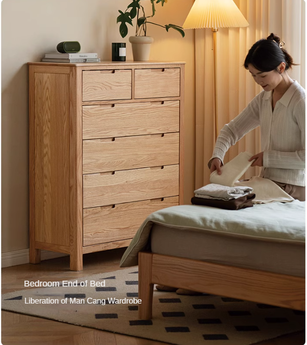 Oak Solid Wood, Solid Rubberwood Nordic Chest of Drawers