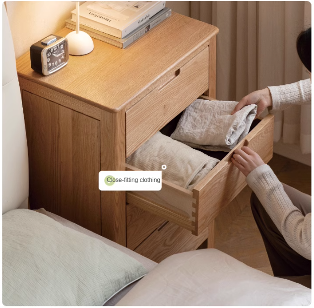 Oak Solid Wood, Solid Rubberwood Nordic Chest of Drawers