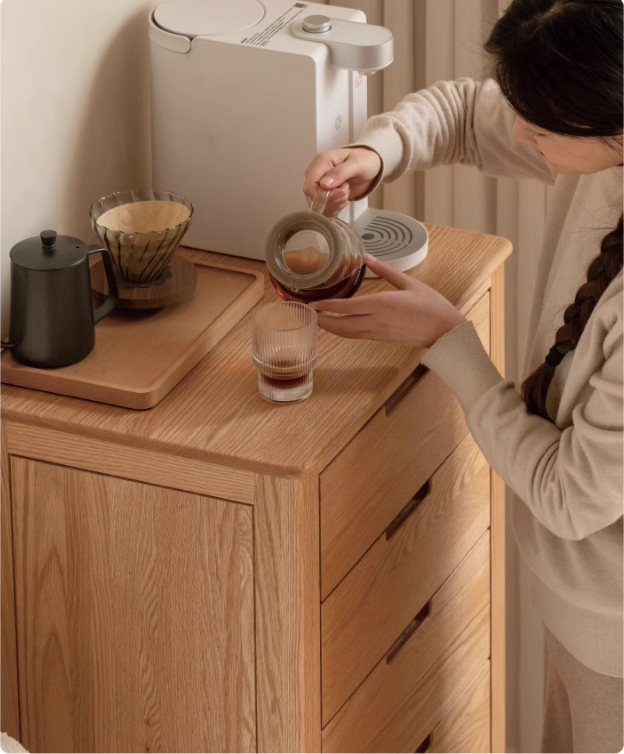 Oak Solid Wood, Solid Rubberwood Nordic Chest of Drawers