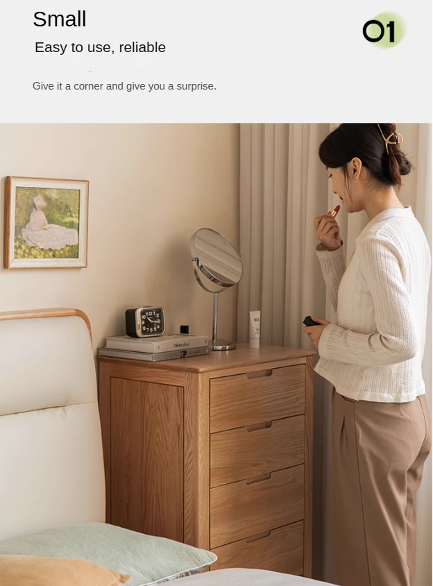 Oak Solid Wood, Solid Rubberwood Nordic Chest of Drawers