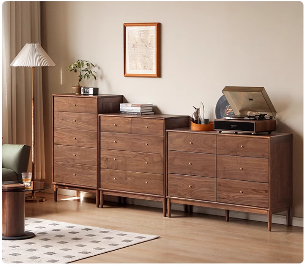 Black Walnut, Oak Solid Wood Drawer, Modern Porch Cabinet