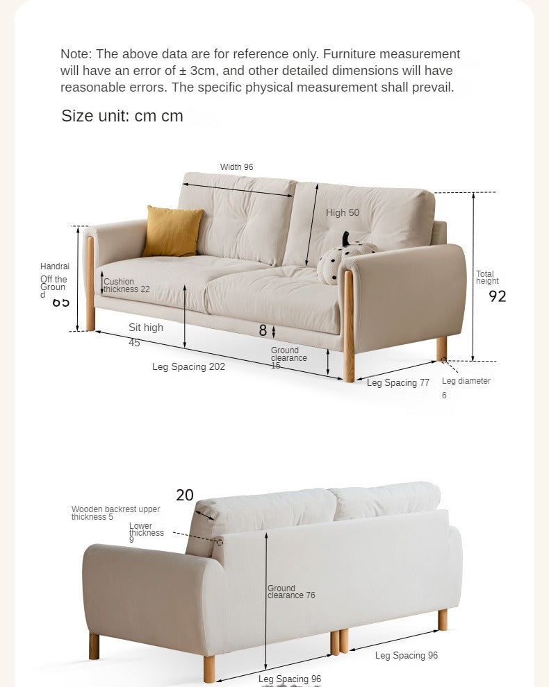 Oak Solid Wood Fabric White Cream Style Cat Scratching Cloth Sofa.