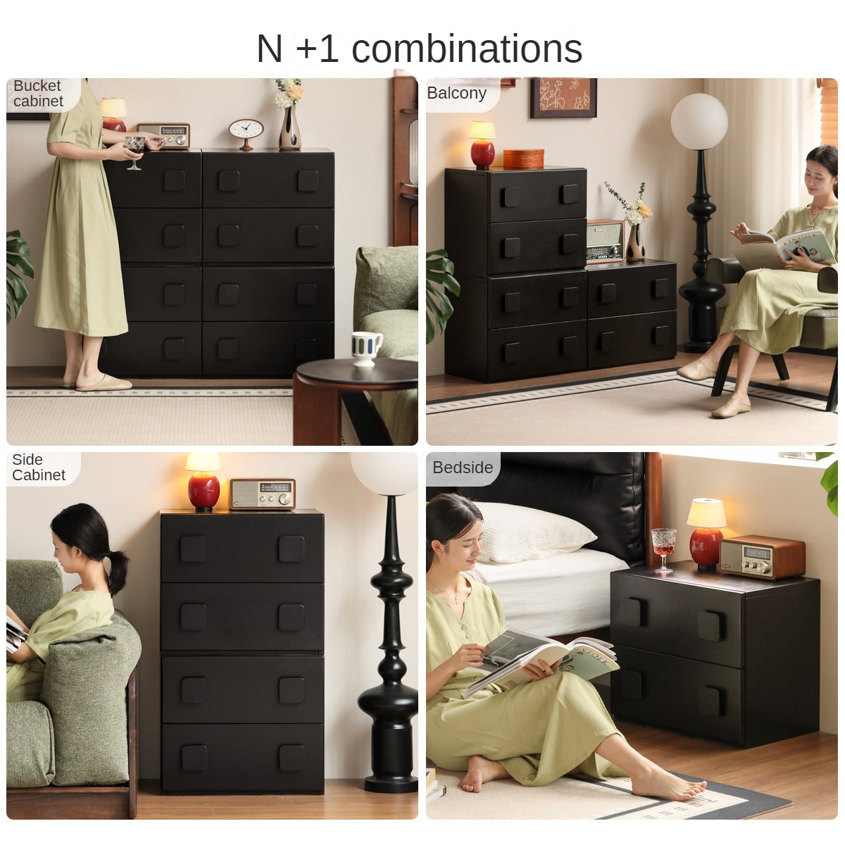 Poplar Solid Wood TV French Retro Floor Module Combination Side Cabinet.