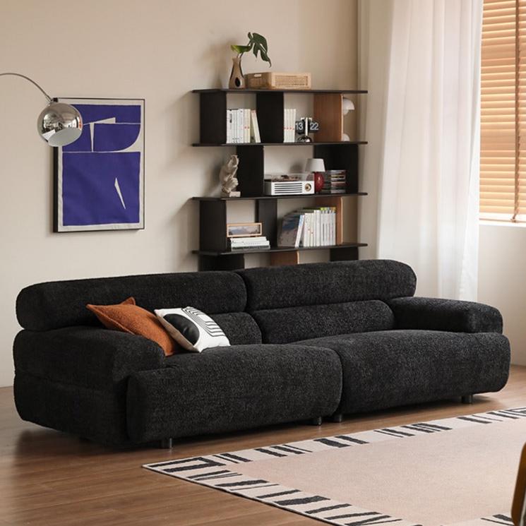 Fabric Sofa French Retro Three-seat Straight Sofa.
