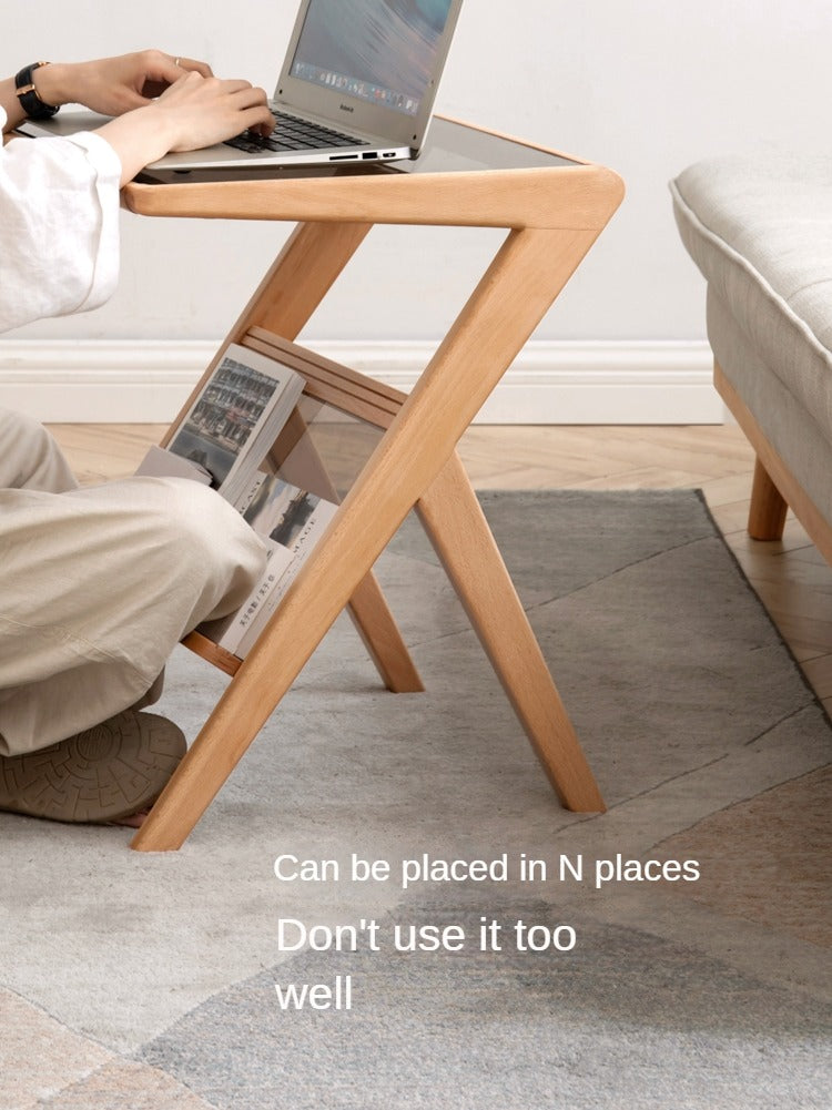 Beech Solid wood side glass creative corner)