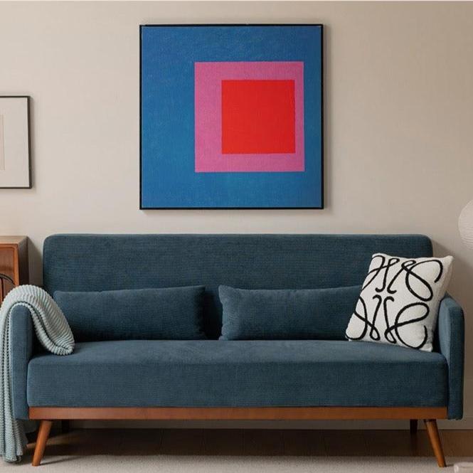 Fabric Modern Straight Retro Three Seater Sofa.