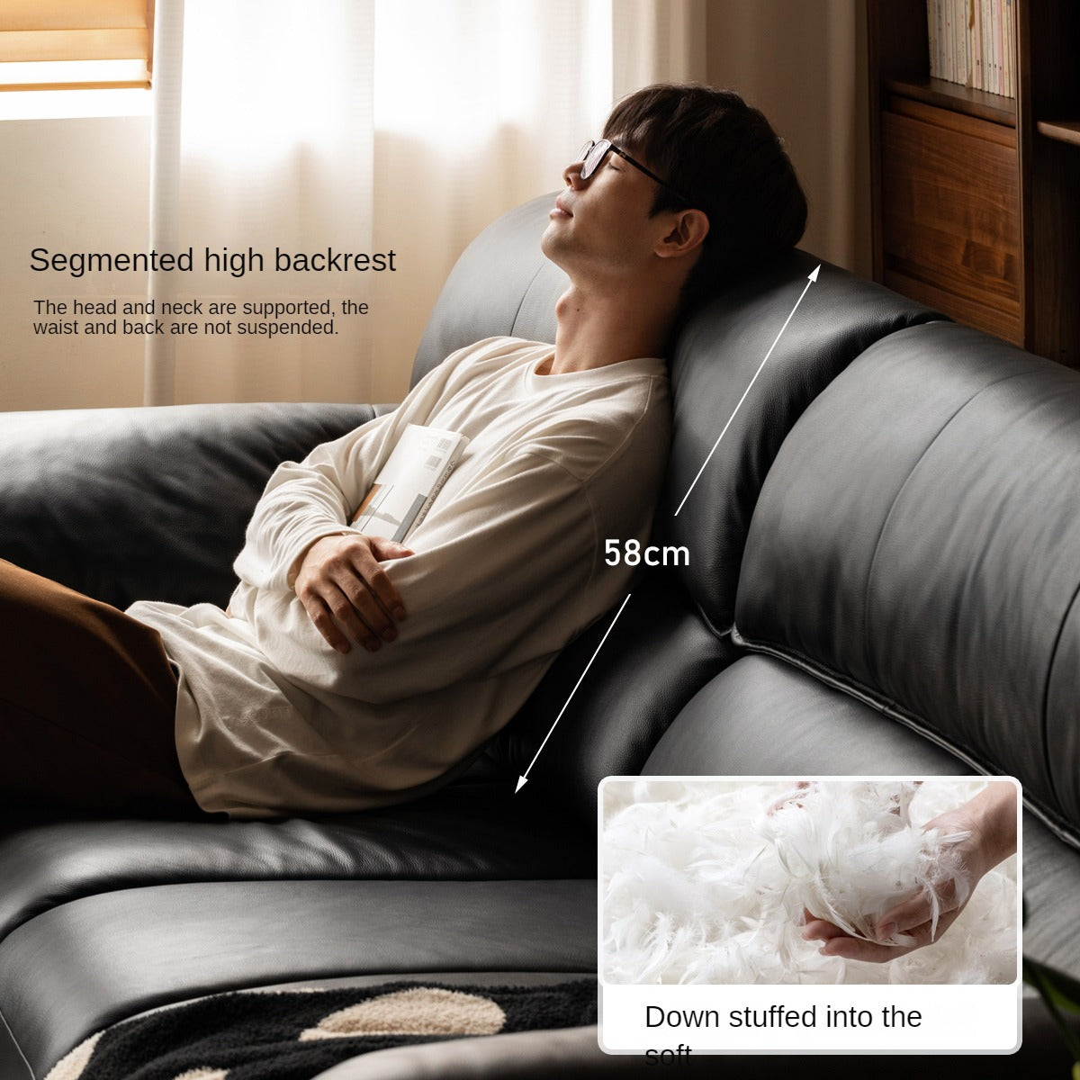 Leather First Layer Yellow Cowhide Piano Key Leather Sofa,