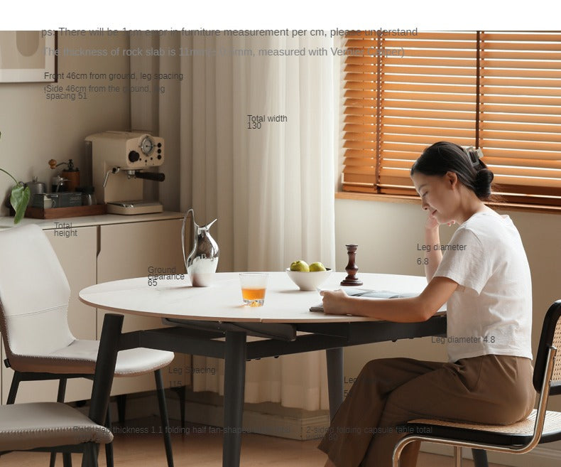 Folding Rock Table Metal Legs Light Luxury Round Dining Table
