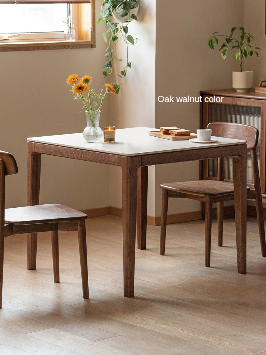 Oak Solid Wood, Solid Rubberwood Square Slate Dining Table