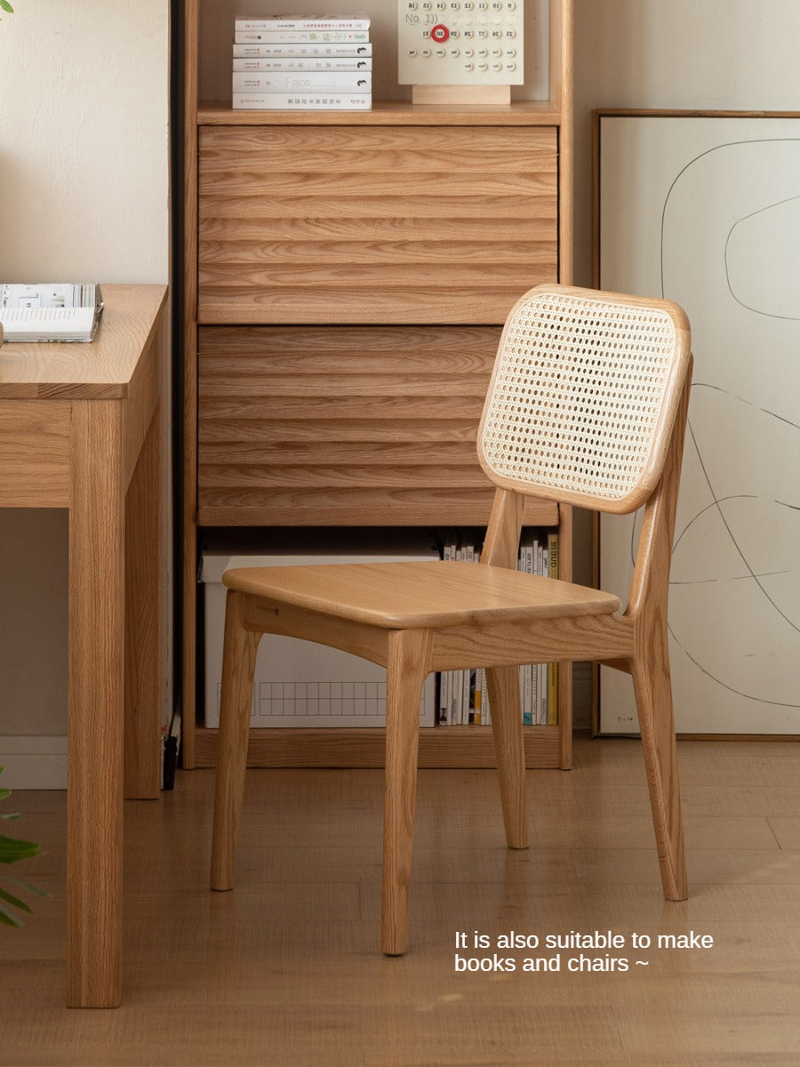 4 pcs - Oak, Ash Solid Wood Rattan Dining Chair