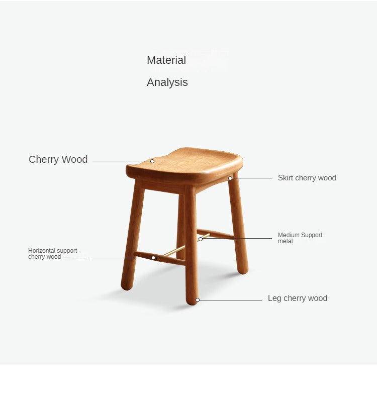 Cherry, Oak Solid Wood Makeup Stool
