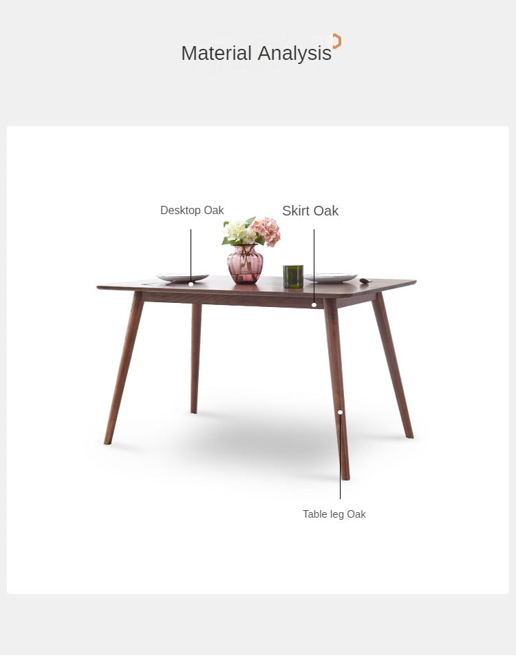 Black Walnut, Oak Solid Wood Walnut Color Dining Table