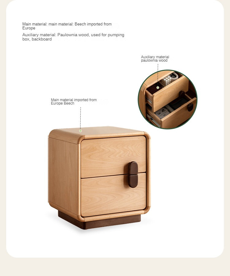 Beech Solid Wood Original Wood Style Storage Nightstand