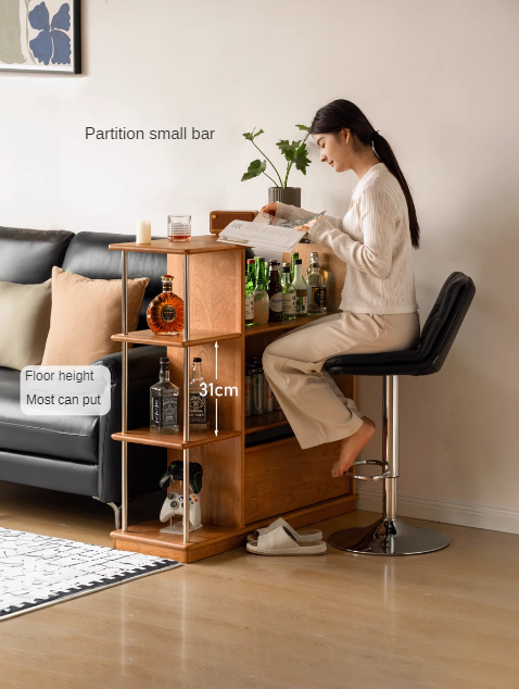 Cherry Solid Wood Retro Partition Bookcase.