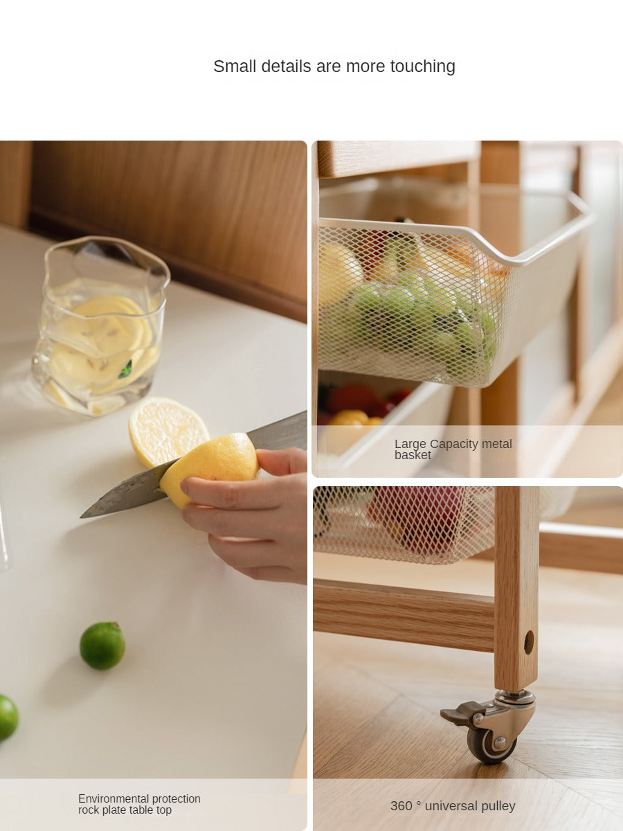 Oak, Beech Solid Wood Mobile Slate Trolley Storage